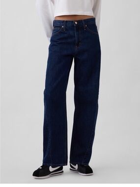 NWOT GAP High Rise Barrel Jeans 100% Cotton in Dark Rinse Waist 30 Size 10P